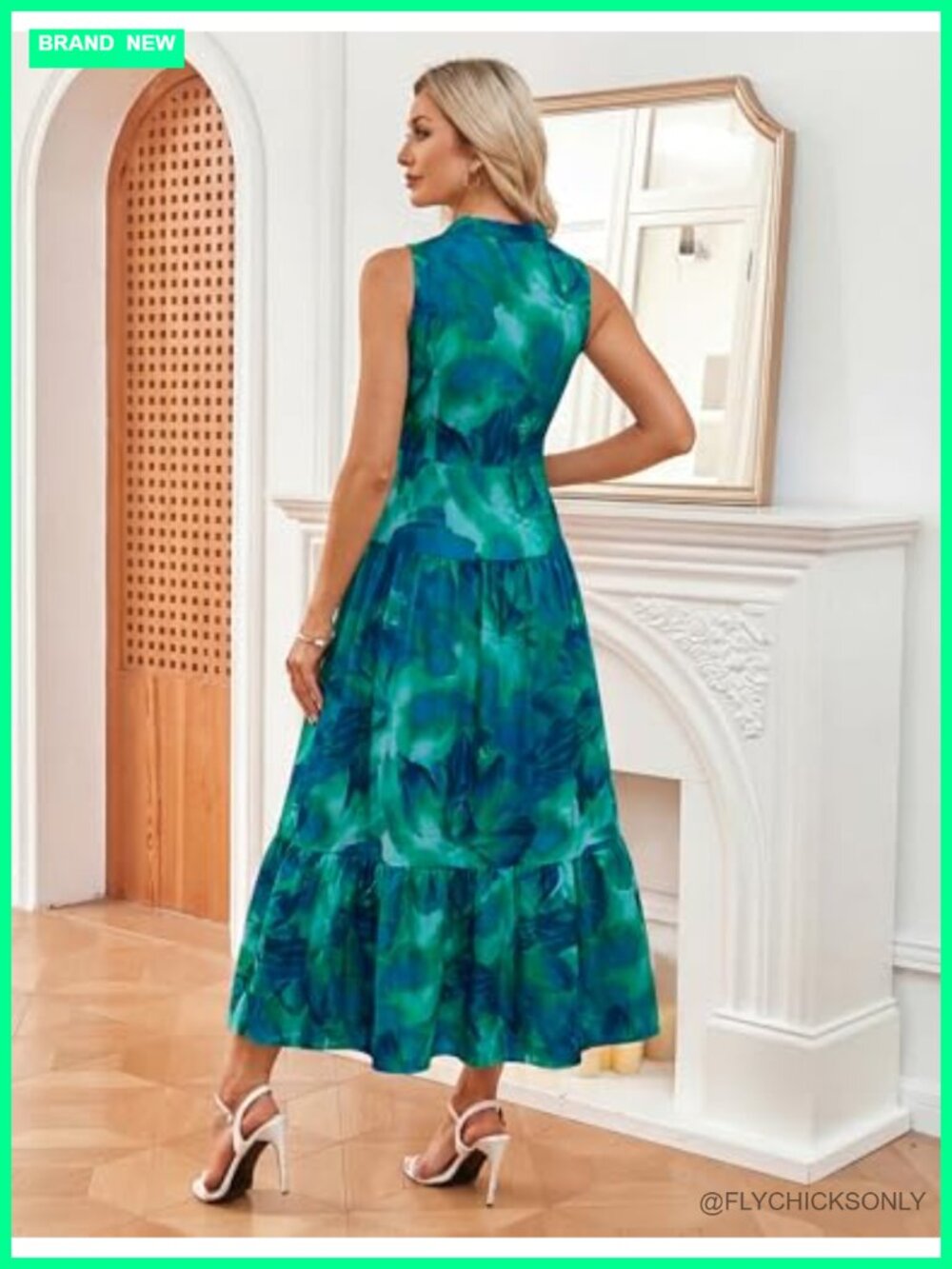 Sleeveless Floral Maxi Dress V-Neck Hidden Button Pockets Casual Vacation - Picture 2 of 6